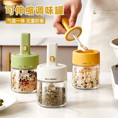 Wholesale kitchen light luxury multifunctional seasoning jar chicken essence seasoning brush oil sealed transparent portable seasoning jar with spoon