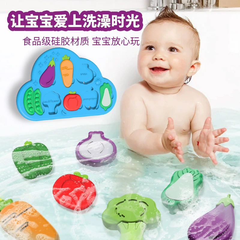 Новый трансграничный продукт, детская игрушка для ванны, многофункциональная креативная силиконовая детская водная игрушка для шеф-повара с овощами