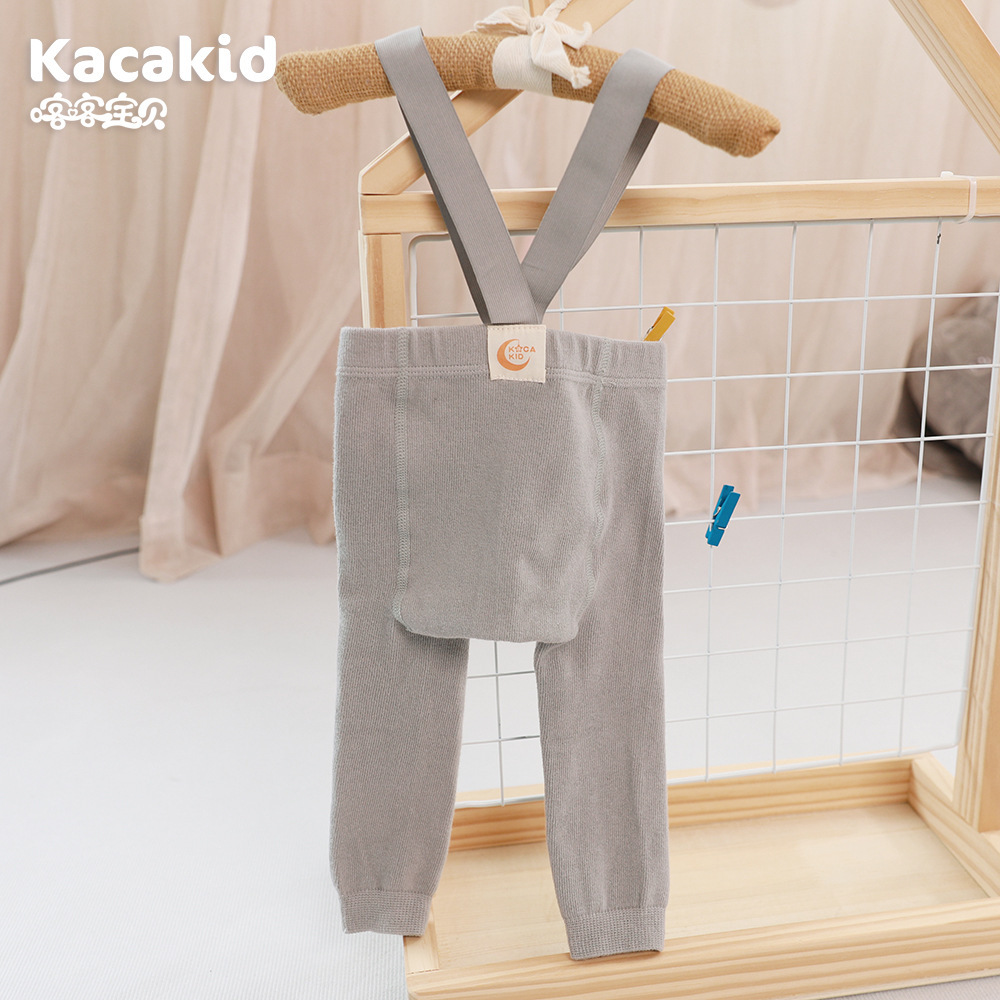 Pantimedias de correa para bebé de primavera y otoño cuidadosamente seleccionadas, pantimedias de protección del vientre de cintura alta, leggings de color sólido para bebés y niños pequeños