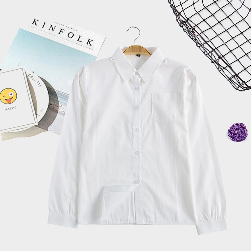 Japanese Jk Uniform Long-Sleeved White Shirt Japanese Style School Uniform Long-Sleeved Pointed Collar Square Collar Corner Placket Impermeable Japanese Jk Uniform Long-Sleeved White Shirt Japanese Style School Uniform Long-Sleeved Pointed Collar Square Collar Corner Placket Impermeable