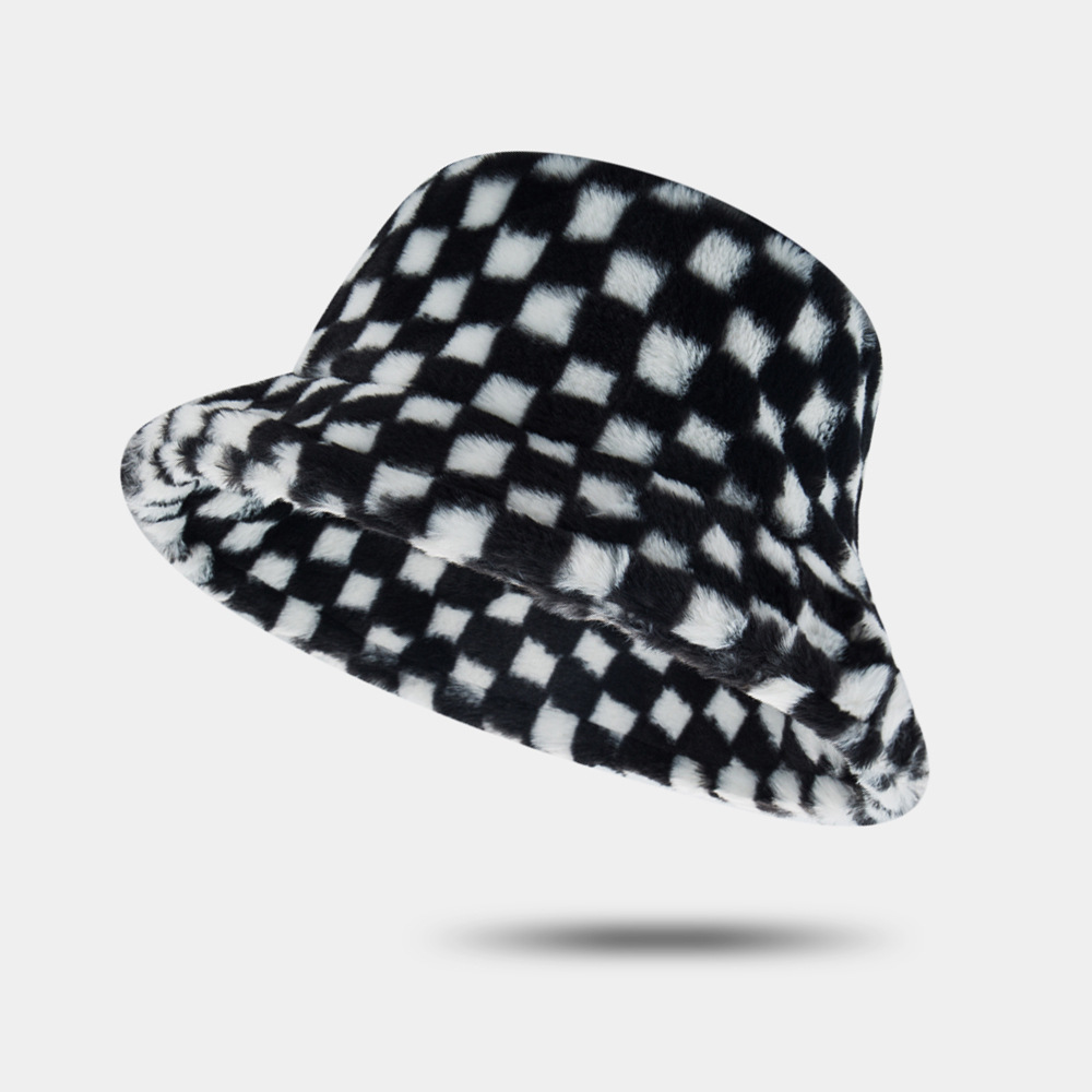 New Checkerboard Fisherman Hat Autumn And Winter Warmth Thick Hat Personality Wild Fashion Basin Hat display picture 3
