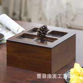 木质干果盒客厅待客水果糖果盒可旋转单双层瓜子花生收纳盒坚果盒
