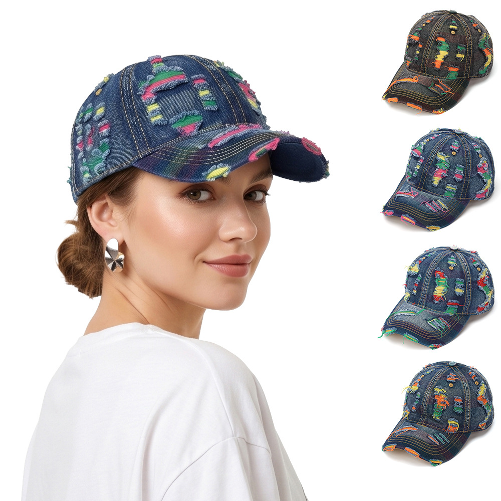 Fashionable denim universal baseball cap for men and women for…
