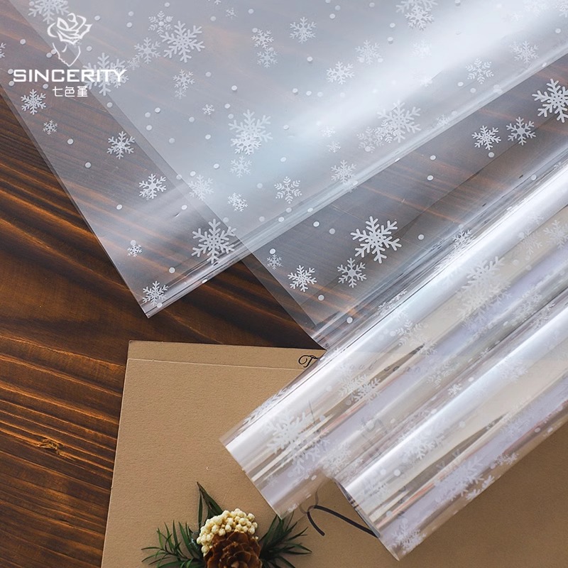 Papel de embalaje de Navidad de siete colores de cordierita, papel de vidrio de nieve, manzana de paz, embalaje de regalo, papel de embalaje de manzana impermeable