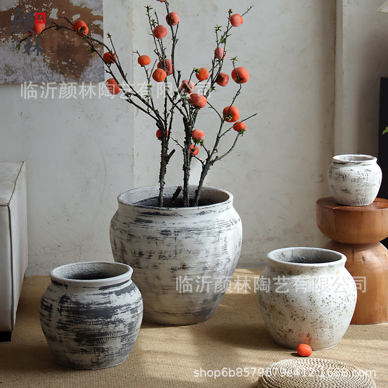 Retro cemento blanco gran estómago maceta tequila azul sala de estar verde maceta hotel centro comercial gran planta verde