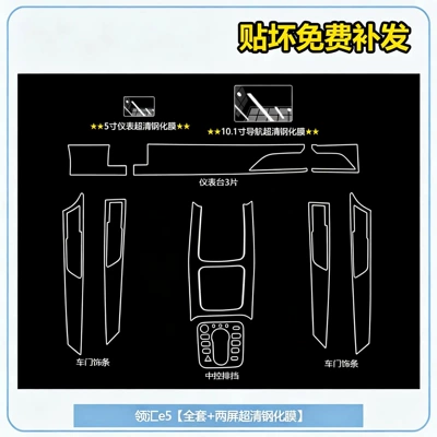 film, navigation and instrument panel – Car interior film - linghui-e5-full-set-of-tpu-film-two-ultra-clear-tempered-glass-screen-protectors