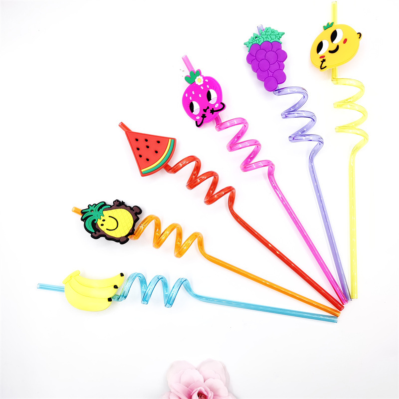 Cross-border PVC bar fiesta paja al por mayor forma creativa paja niños dibujos animados saludable juguete de paja de plástico