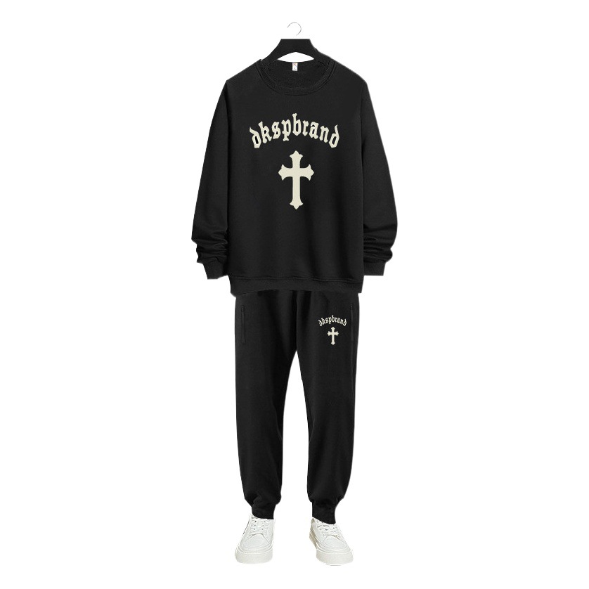 DW1016-DK2016 extra large size 400 Jin sports cotton suit fat sweater pants men's autumn and winter fleece-lined