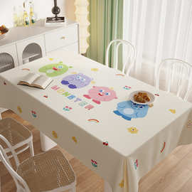 长方形餐桌桌布防水防油免洗2025新款卡通可爱风茶几台布饭桌盖布