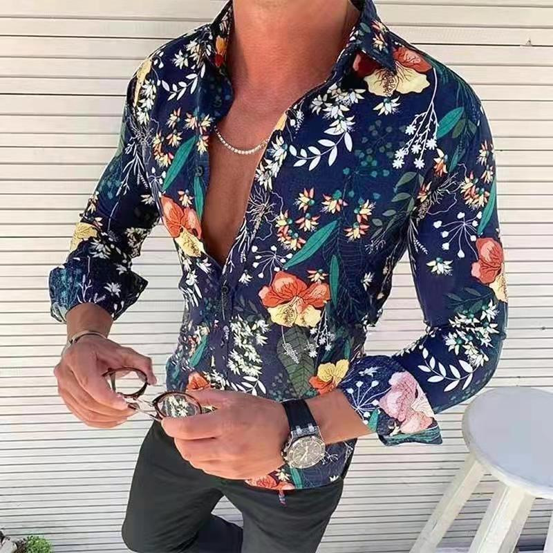 Comercio exterior transfronterizo 2023 nueva primavera y otoño camisa de manga larga para hombres moda 3D impresa camisa casual ventas directas de fábrica