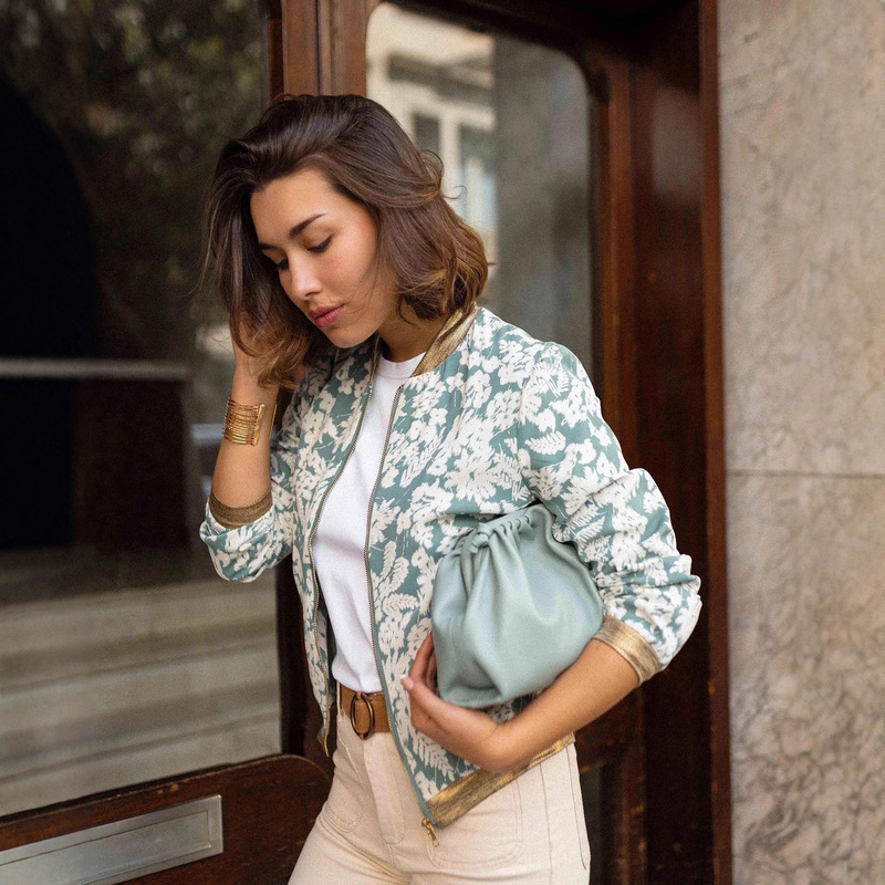 Women's 2025 Autumn New Style Commuting Jacket Slim Zipper Printed Jacket European and American Fashion Casual Women's Clothing