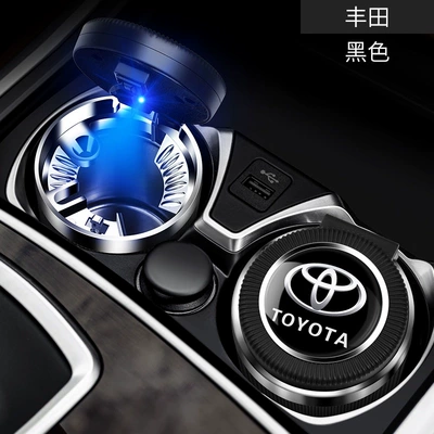 with Cover, Car Interior – Car ashtray - toyota-black-one-touch-lidstainless-steel-liner
