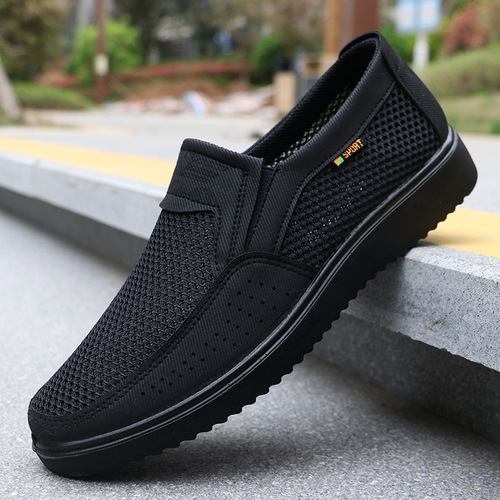 Men's Large Shoes Summer Mesh New Casual Dress Shoes Breathable Slip-On PU Sandals