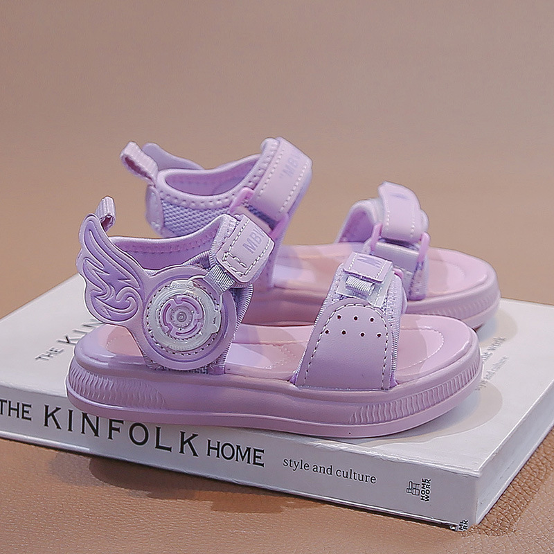 Sandálias de niñas 2026 verano nuevo niño botón giratorio zapatos de princesa zapatos de playa zapatillas anti-deslizantes para niños mayores image 8