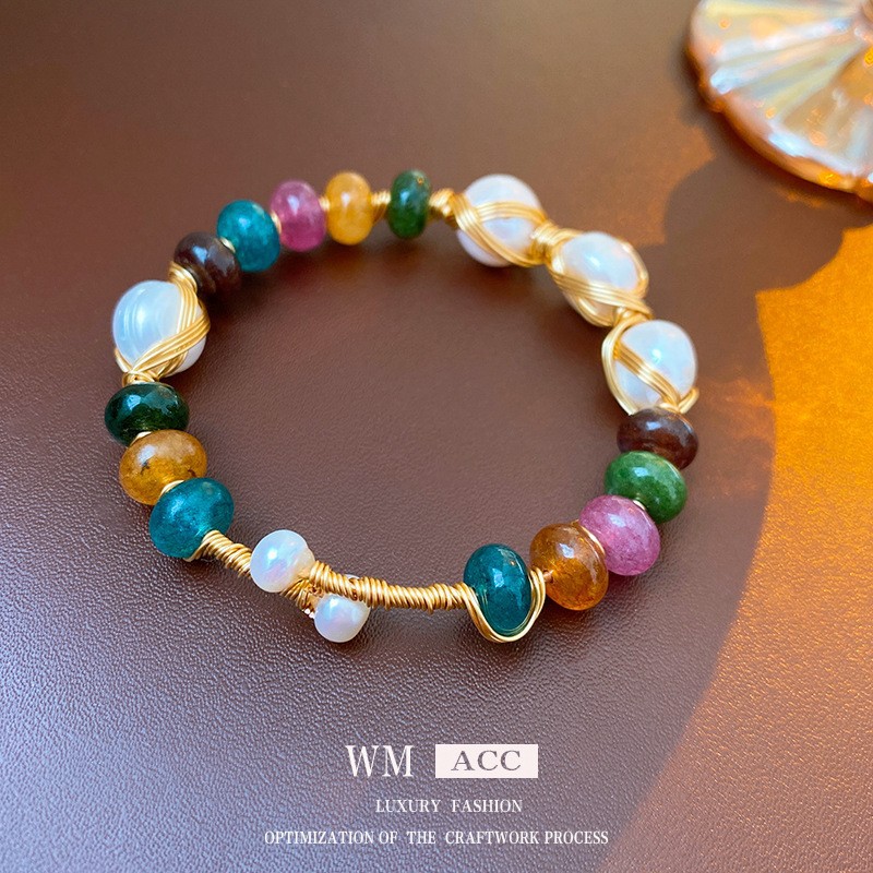 Pulsera abierta de perlas barrocas, pulsera de diseño de nicho retro de moda, fabricante de joyería de alta gama de lujo ligero