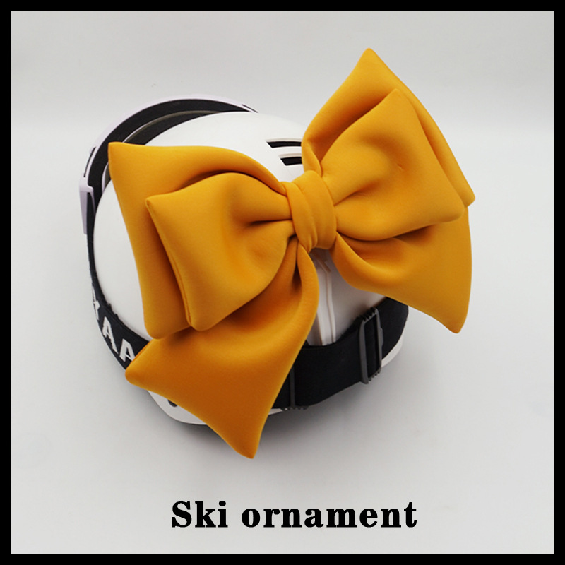 Double Layer Bowknot Khaki Dark Brown Helmet Decoration Skiing Motorcycle Universal