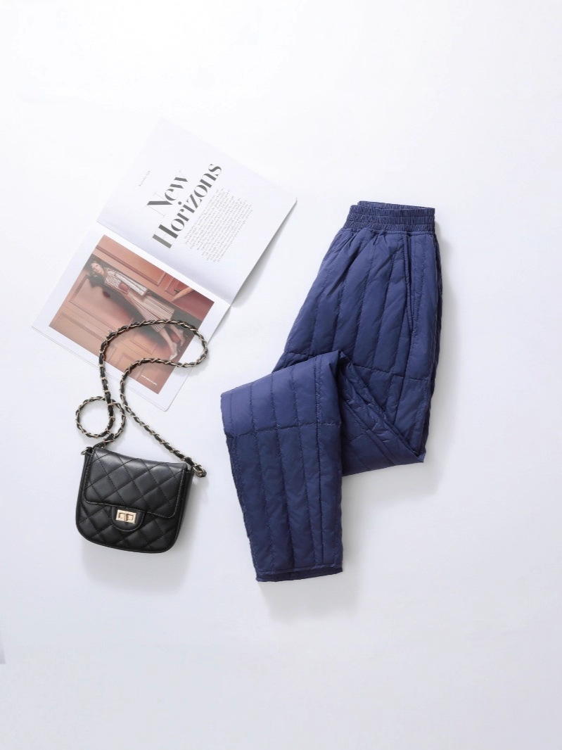 Pantalones de pluma de hombre de mediana edad, pantalones blancos de invierno grandes, ropa interior de invierno gruesa, delgada y caliente, larga image 2