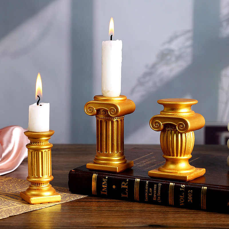  European Roman Column Ornaments Desktop Decoration Resin Crafts Candlestick Aromatherapy Candle Base Shooting Props