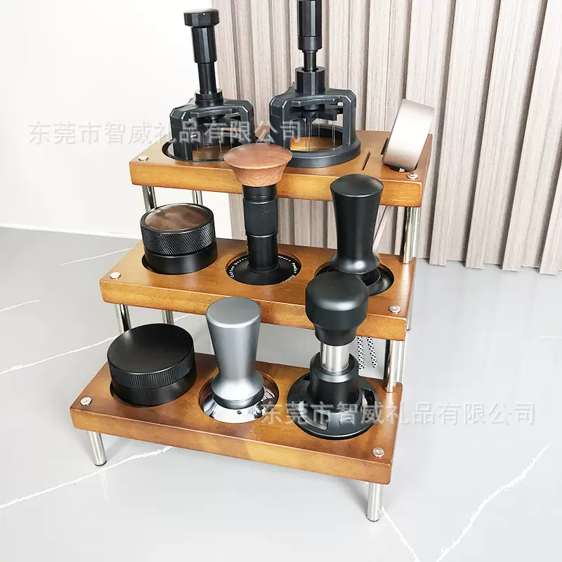 新品实木咖啡器具收纳架12孔多功能咖啡吧台架 便捷收纳座现货