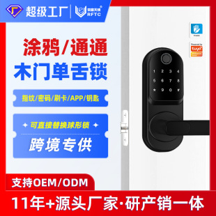 Cross-Border Popular Single-Tongue Fingerprint Lock Aluminum Alloy Ttlock Universal Lock Graffiti Smart Lock Factory Direct Sale