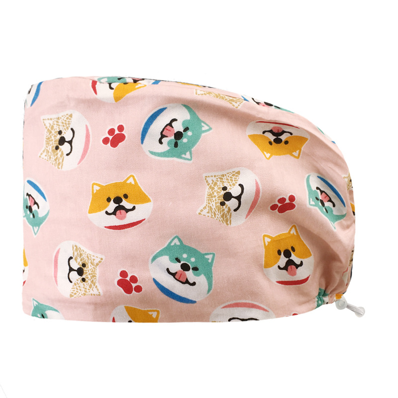 Algodón puro impreso casquillo de la enfermera tapa médica hogar tapa de la cocina aceite de catering a prueba de humo anti-pelo sombrero de trabajo de la enfermera