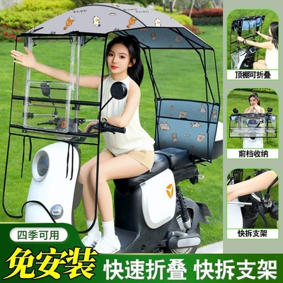 Elektromobil üçün ön şüşə çətiri (günlük) bike rain cover - no-installation-required-instant-setup-double-layer-fabric-perfect-for-lounging-two-sided-color-this-model-has-a-rearview-mirror