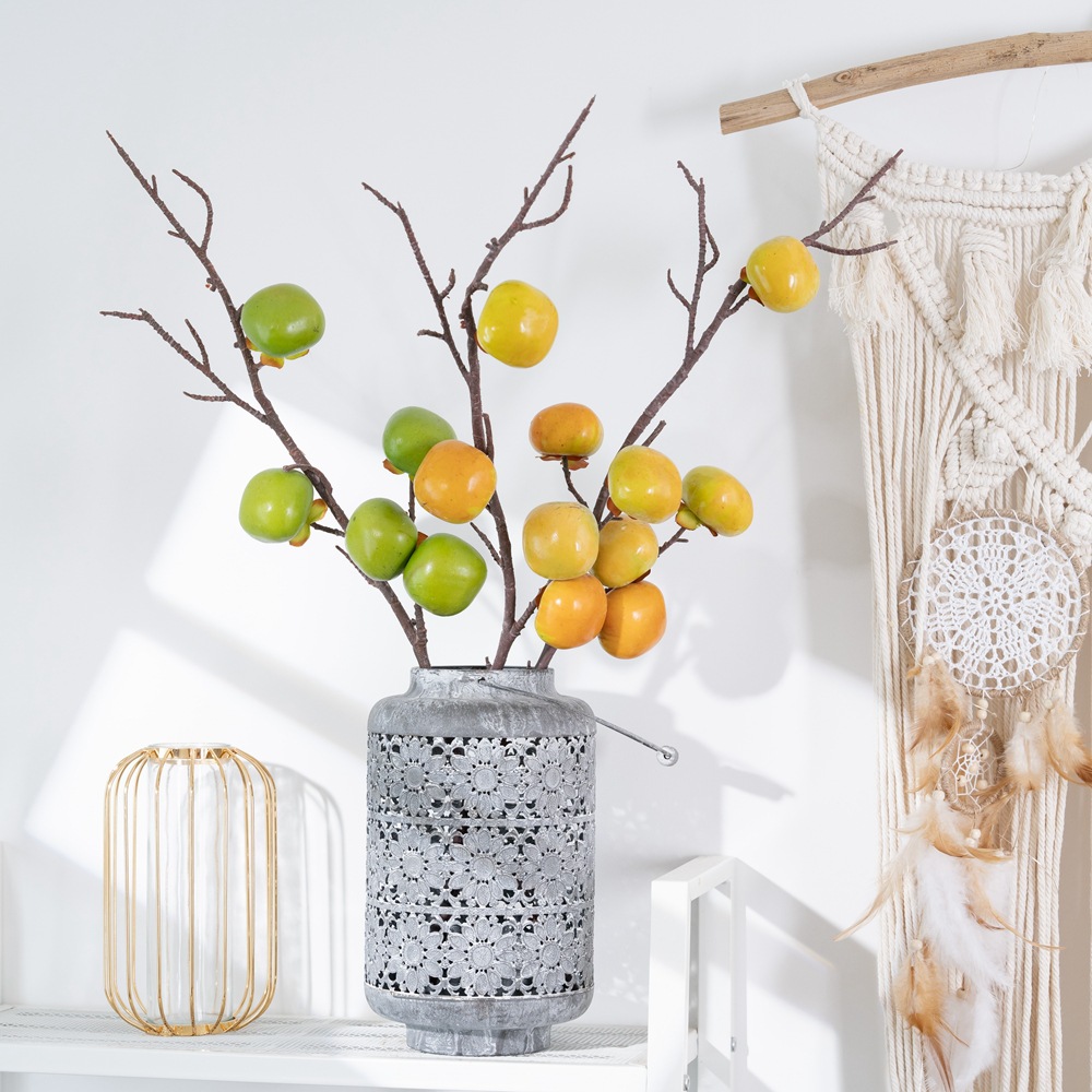 仿真水果柿子干枝仿真花廠家家居裝飾婚慶手捧花牆假花MW10887