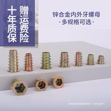 内外牙螺母锌合金内六角带介梯形螺家具预埋件连接件螺五金连接件
