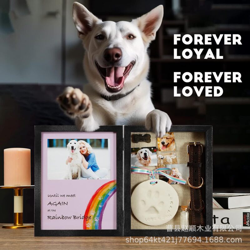 Wooden Photo Frame Dog Commemorative Gift Pet Shadow Box Leash Collar Leash Toy Hair Display Cabinet