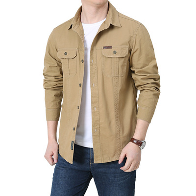 man new pattern Long sleeve shirt Easy Large jacket spring and autumn washing Outdoor sports pure cotton leisure time work clothes shirt
