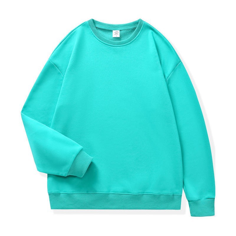 Camiseta de manga larga de algodón puro de color sólido para otoño e invierno, uniforme escolar de cuello redondo, sudadera promocional con logotipo impreso, uniforme de trabajo para grupos