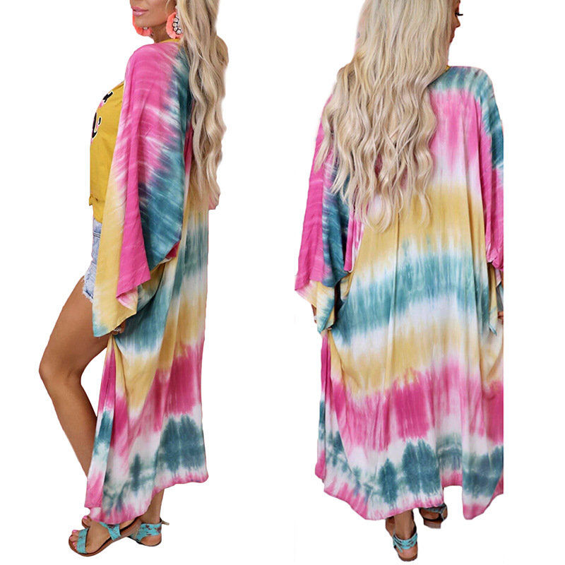 vacation Print Hit Color Long-Sleeved Cardigan NSKX52190