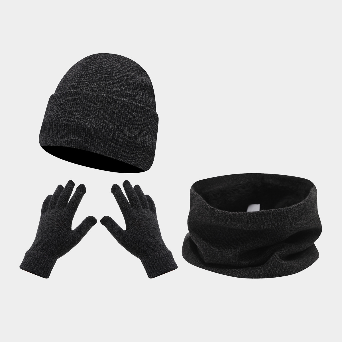 Bufandas, sombreros, guantes de tres piezas, invierno, esquí al aire libre, frío, sombreros de punto sólidos, calor, moda