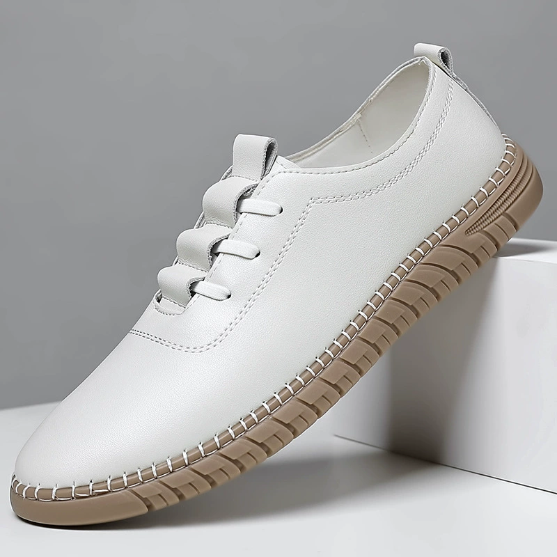 2023 осень, новая осенняя дышащая модная обувь, повседневная обувь из мягкой кожи с мягкой подошвой, белая мужская обувь