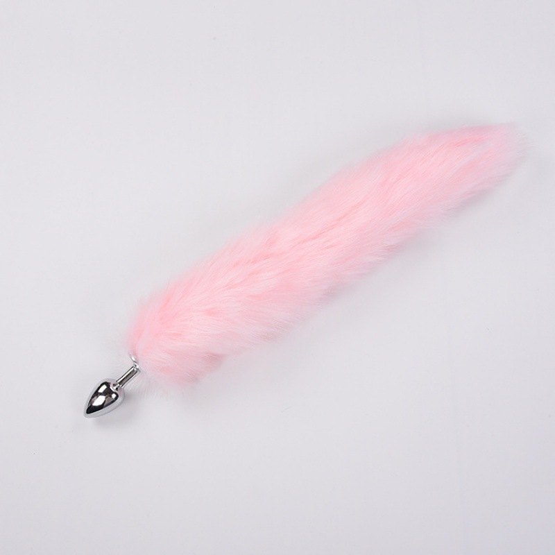 Stainless Steel Fox Tail Anal Plug with Pull Beads for SM Role Play — detail image 3