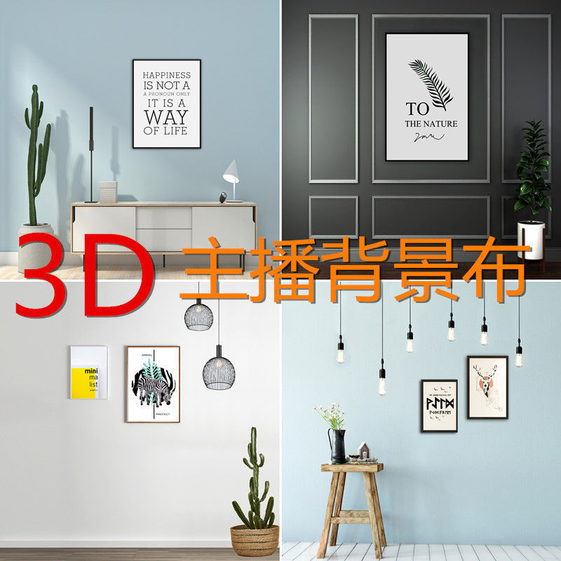 直播间背景墙直播背景布3d立体网红背景布装饰主播背景布逼真拍照