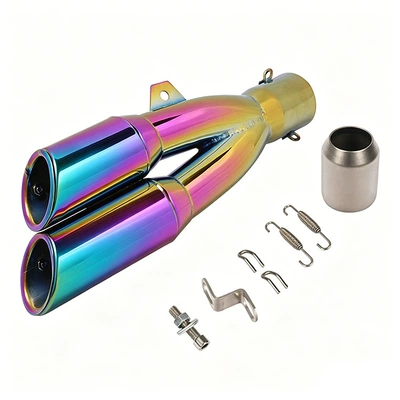 Motorcycle Modified Double Exhaust Pipe Tail Throat Suitable for Cbr300 Yamaha R3R25 Kawasaki Ninja250 (Exhaust pipe) - a-full-color-laser
