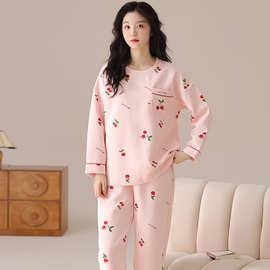 跨境外贸台湾【M-5XL】秋冬新款夹层女长袖长裤套头加肥加大现货