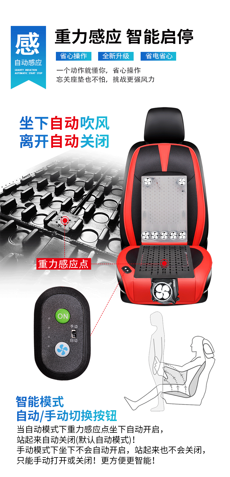 Ventilated Seat Cushion: Summer Car Cooling Air-Blowing Seat Cushion with 8 Fans, High Wind Rate Fan Cushion Manufacturer for Vehicles