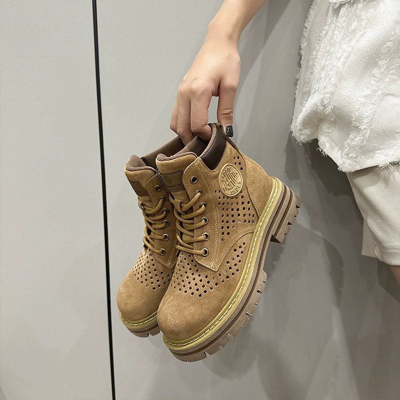 Европейская станция Выполые ботинки Martin женские 2023 летние новые мягкие кожаные ретро женские ботинки