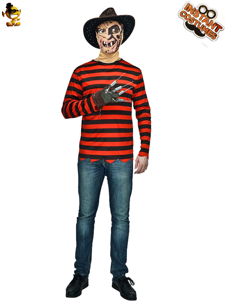 Halloween traje de rayas Halloween carnaval asesino masculino Cosplay disfraces al por mayor