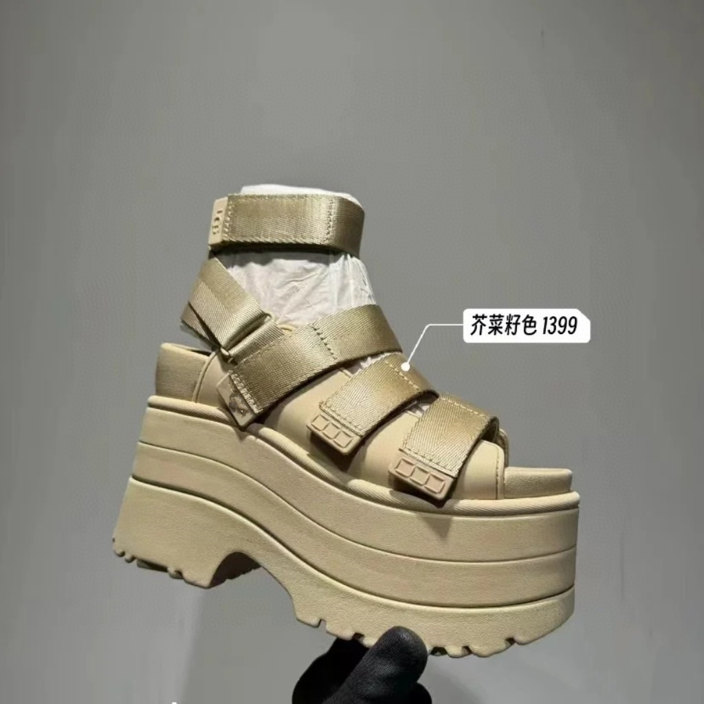 Fashionable casual universal sandals wedge heel platform with velcro