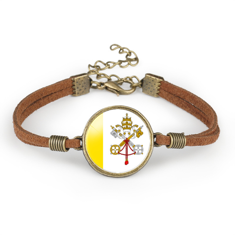 European national flag pattern retro velvet bracelet Amazon cross-border old simple personality hand rope in stock