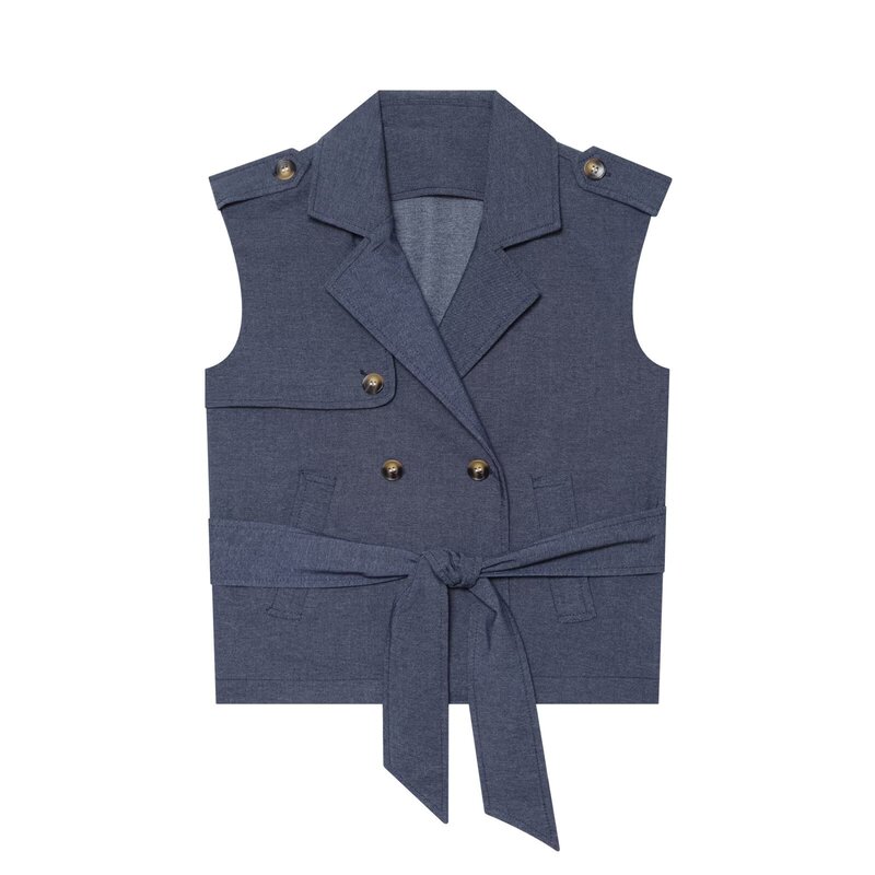 Myst&Za Summer New Women's Clothing Commuter Style Sleeveless Lapel Vest with Pocket Trim and Belt 7773785 Myst&Za Summer New Women's Clothing Commuter Style Sleeveless Lapel Vest with Pocket Trim and Belt 7773785