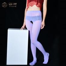 卿荷秋季薄100D天鹅绒连裤袜糖果色丝袜女性感开档免脱打底裤舞蹈