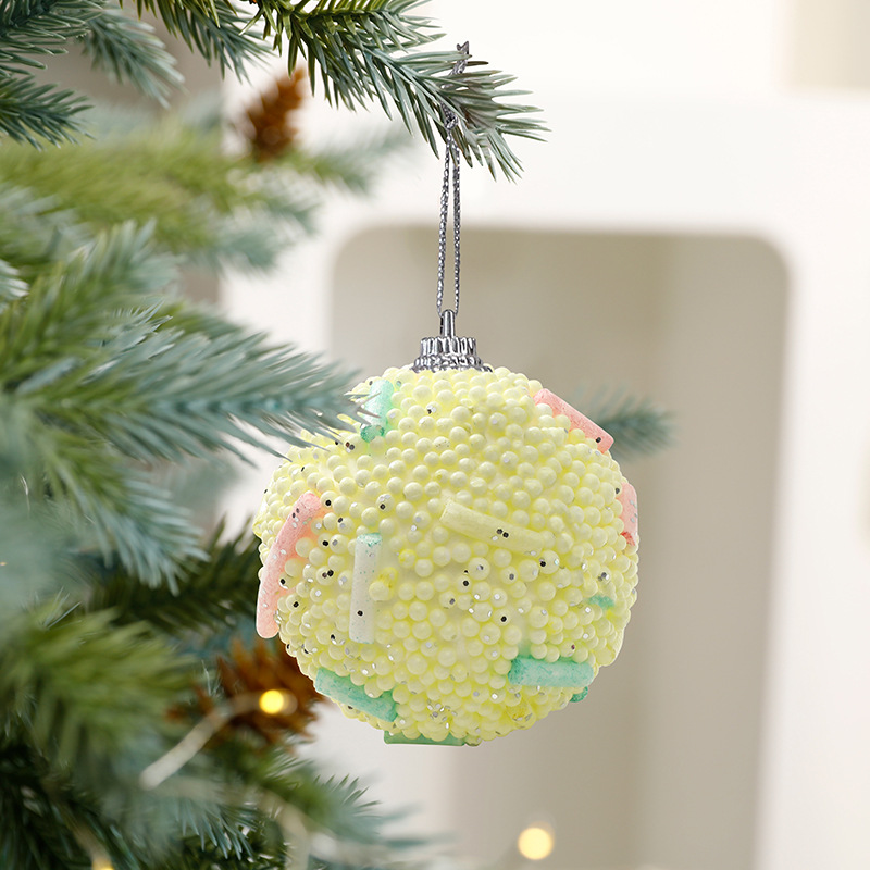 Amazon nueva bola de Navidad bola de espuma color macaron árbol de Navidad colgante de decoración creativa bola de Navidad de 8cm