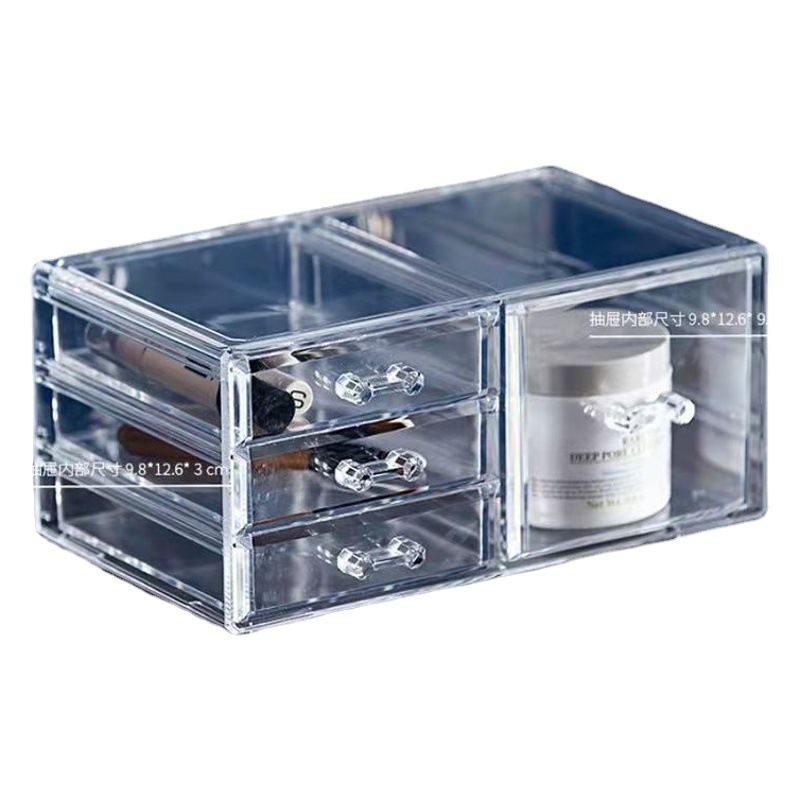 Organizador de escritorio transparente para cosméticos y joyería