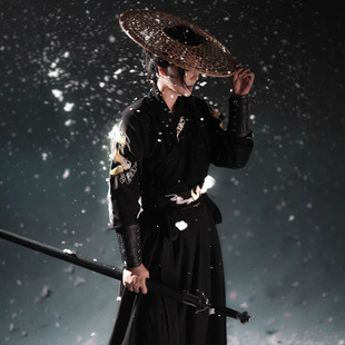 Hanfu Men's Clothing Chinese Style Handsome Ancient Costume National Style Long Dress Hanfu Graduation Class Uniform Domineering Wei and Jin Dynasty Style Full Set