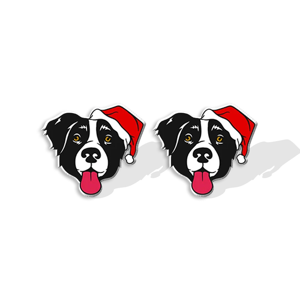 1 Pair Cute Christmas Hat Dog Cat Plastic Ear Studs display picture 8