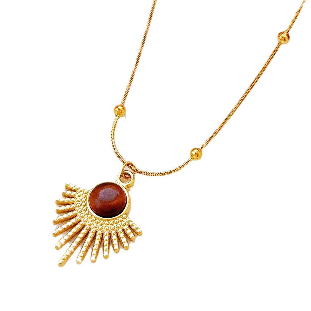 Collana lunga elegante in acciaio inossidabile oro raffinata_voghion.com